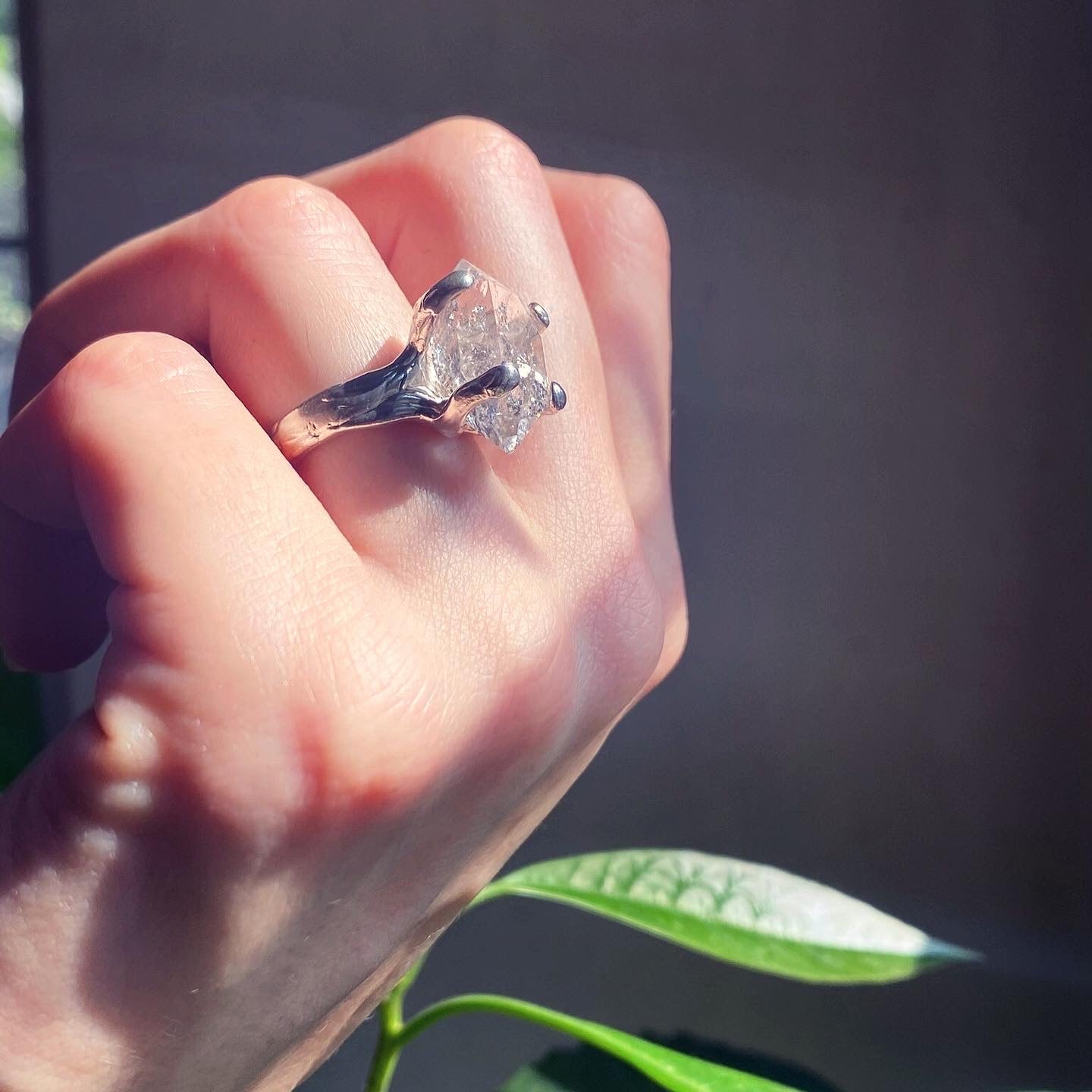 Herkimer quartz ring