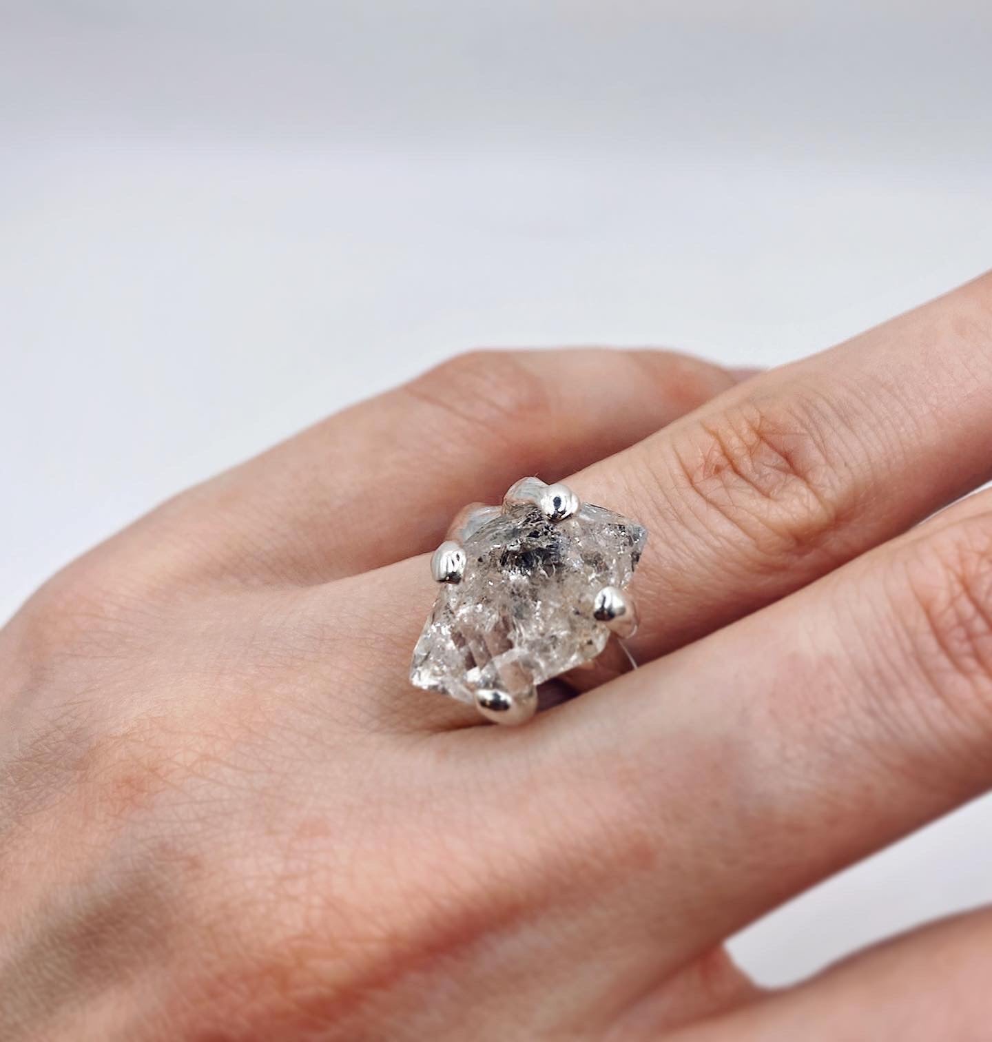 Herkimer quartz ring
