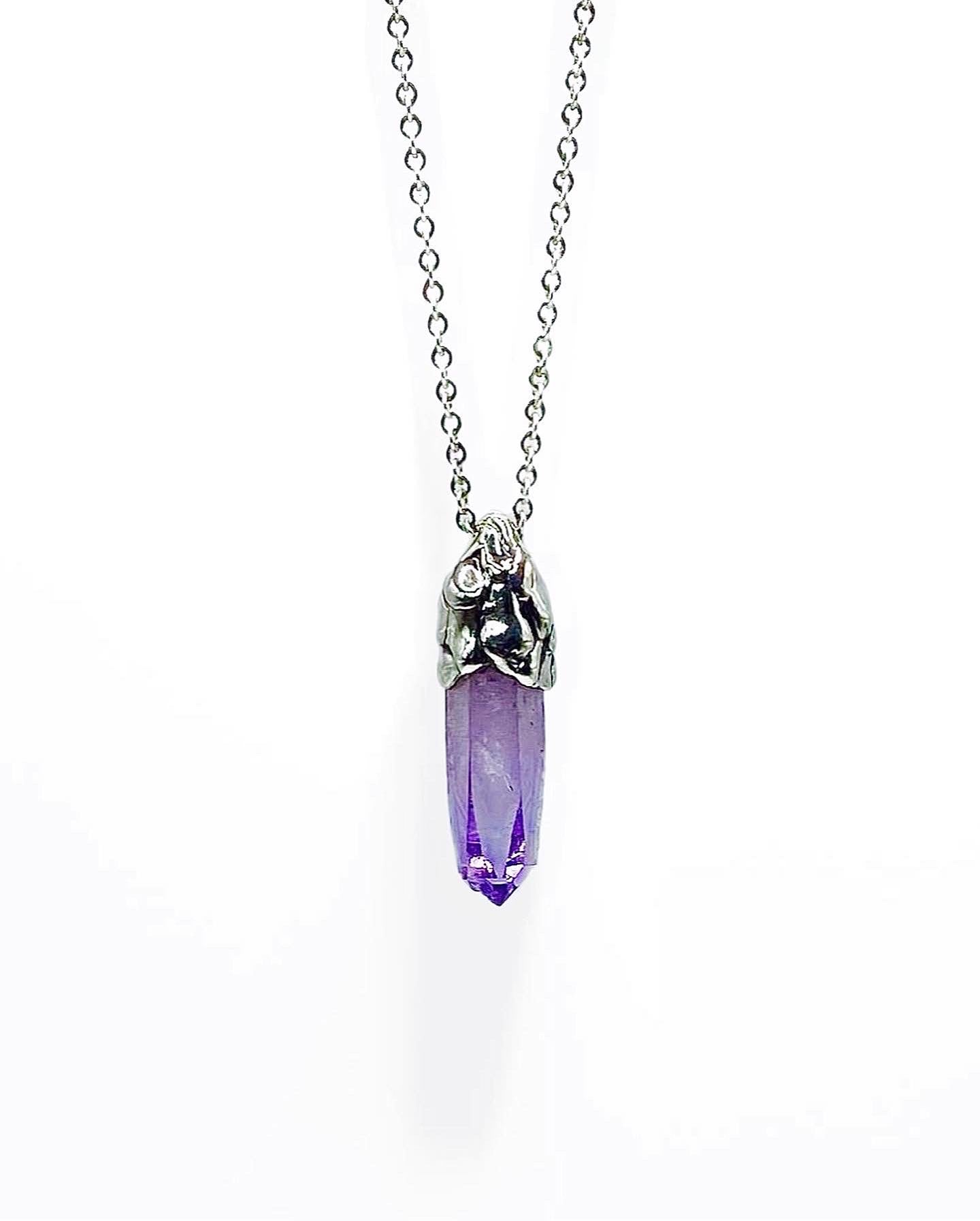 Amethyst crystal amulet