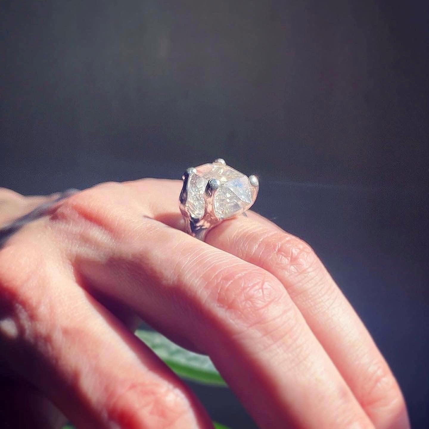 Herkimer quartz ring